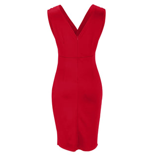 Phoebelyn | Women’s Sleeveless V-neck Midi Dress with Slit and Pleats