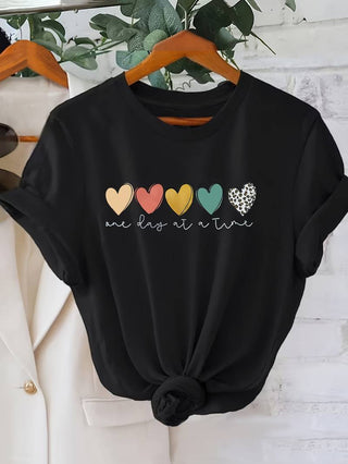 Cory | Women’s Round Neck Heart Print Blouse with Soft Casual Fit