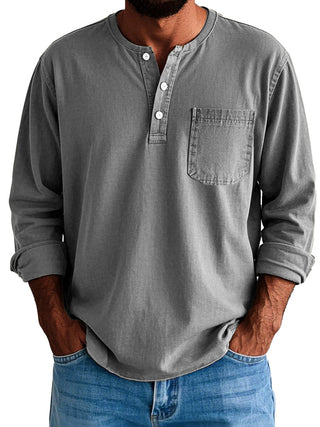 Ethan | Long-Sleeve Shirt for Men with Collarless Neckline