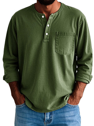 Ethan | Long-Sleeve Shirt for Men with Collarless Neckline