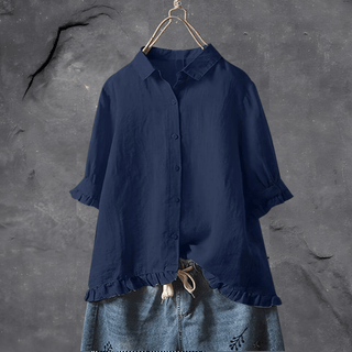 Cerise | Women’s Cotton Linen Button-Down Blouse