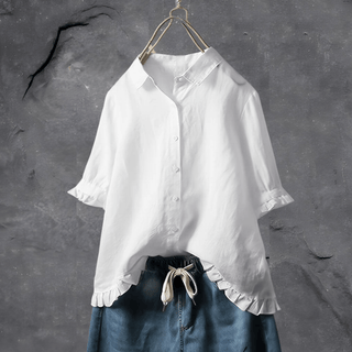 Cerise | Women’s Cotton Linen Button-Down Blouse