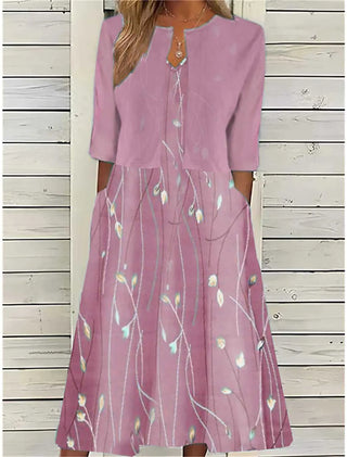 Elise | Women's Two-Piece Floral Midi Dress Set with Cropped Cardigan