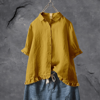 Cerise | Women’s Cotton Linen Button-Down Blouse