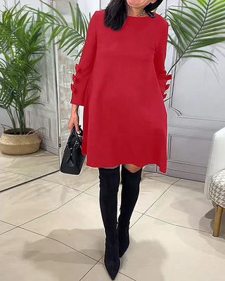 Lilia | Women’s Elegant Long-Sleeve Mini Dress with Layered Cuff Design
