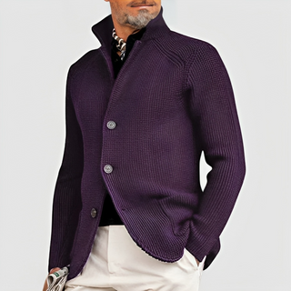 Noelle | Men’s Waffle-Knit Pullover with Stand-Up Collar and Three-Button Closure