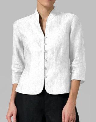 Borella | Women’s Retro Stand Collar Blouse with Buttons