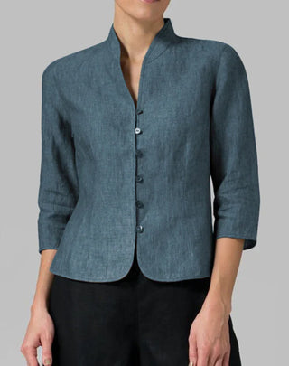Borella | Women’s Retro Stand Collar Blouse with Buttons