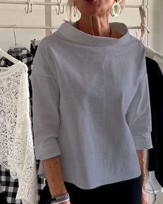 Mika | Women’s Blouse with Boat Neck and Folded Sleeves