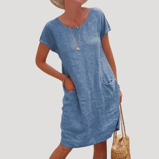 Susan | Women’s Loose-Fit O-Neck Dress with Short Sleeve