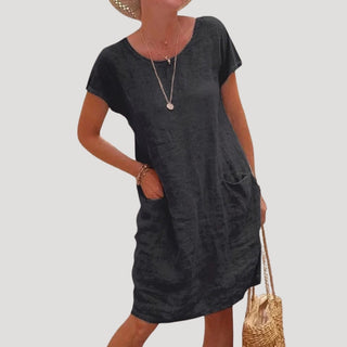 Susan | Women’s Loose-Fit O-Neck Dress with Short Sleeve