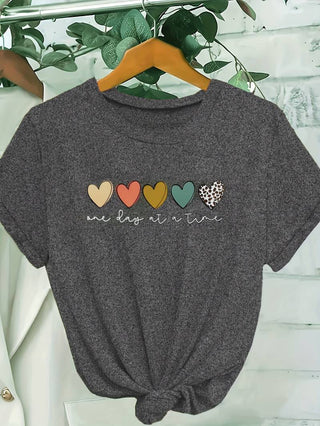Cory | Women’s Round Neck Heart Print Blouse with Soft Casual Fit