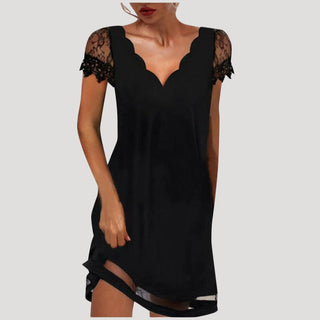 Mirabel | Women’s Mini V-Neck Dress with Short Lace Sleeves