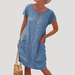 Susan | Women’s Loose-Fit O-Neck Dress with Short Sleeve
