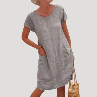 Susan | Women’s Loose-Fit O-Neck Dress with Short Sleeve