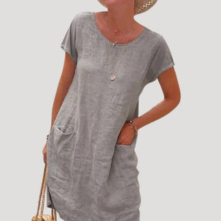 Susan | Women’s Loose-Fit O-Neck Dress with Short Sleeve