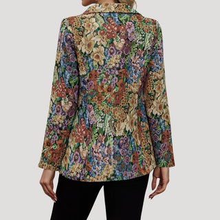 Adelle | Women’s Fitted Multicolored Floral Print Blazer with Flap Pockets