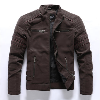 Harper | Men’s Motorcycle Jacket with Stand Collar and Zipper Closures