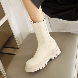 Shaila | Women’s Mid-Calf Platform Chelsea Boots with Thick Lug Sole