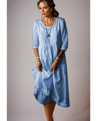 Danise | Women's Round Neck 3/4 Sleeve Midi Dress