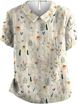 Relyn | Women's Short-Sleeve Collared Tunic Shirt with Button-Down Front