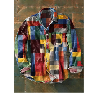 Ulysses | Men’s Vintage Long Sleeve Shirt with Multicolor Patch
