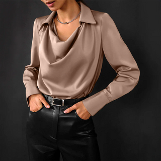 Honora | omen’s Smooth Satin Draped Cowl Neck Blouse