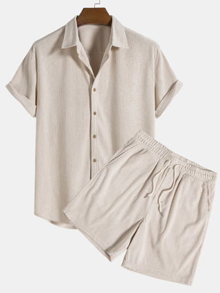 Enrico | Men’s Corduroy Short-Sleeve Shirt and Shorts Set