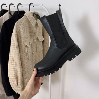 Shaila | Women’s Mid-Calf Platform Chelsea Boots with Thick Lug Sole