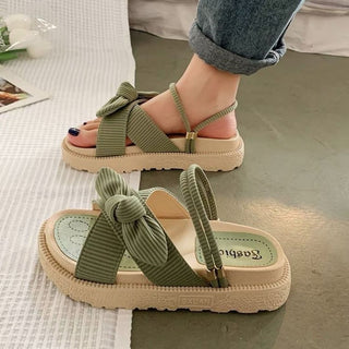 Xanthe | Women's Ribbon-Knot Platform Sandals with Convertible Strap