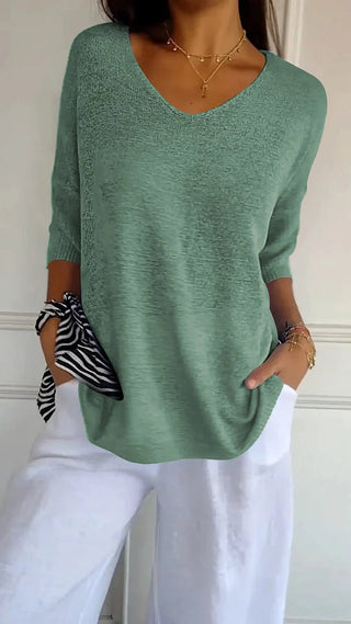 Lucerne | Women’s V-neck Knitted Top with Half Sleeves