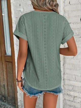 Eden | Women's Short Sleeve Eyelet Blouse