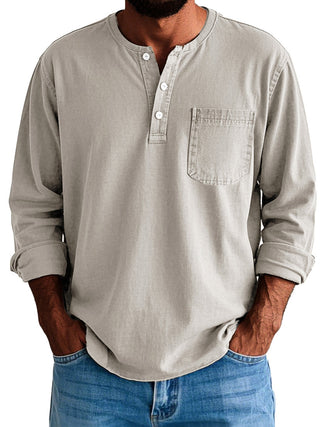 Ethan | Long-Sleeve Shirt for Men with Collarless Neckline
