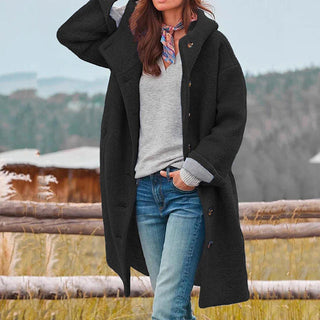 Paloma | Women’s Hooded Wool Blend Long Coat with Single Breasted Closure