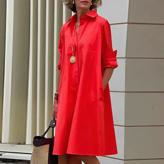 Victoria | Women’s Long-Sleeve Polo Dress with Oversized Fit