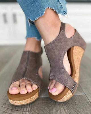 Adhara | Women’s Threaded Pear Adhara Stitching Studded Wedge Sandals