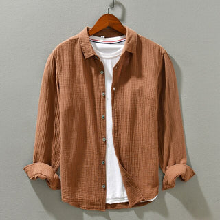 Caden | Men’s Casual Long-Sleeve Crinkled Double Gauze Cotton Shirt