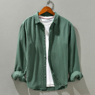 Caden | Men’s Casual Long-Sleeve Crinkled Double Gauze Cotton Shirt
