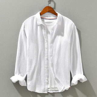 Caden | Men’s Casual Long-Sleeve Crinkled Double Gauze Cotton Shirt