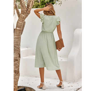 Hannah | Women's Short-Sleeve Ruffled V-Neck A-Line Summer Dress