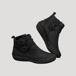 Aifa | Women’s Casual Brown Faux Leather Ankle Boots with Flat Heel