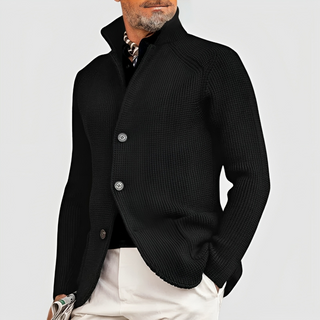 Noelle | Men’s Waffle-Knit Pullover with Stand-Up Collar and Three-Button Closure