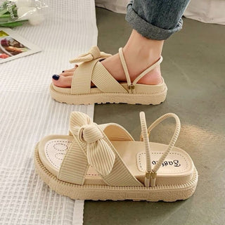 Xanthe | Women's Ribbon-Knot Platform Sandals with Convertible Strap