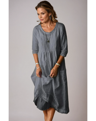 Danise | Women's Round Neck 3/4 Sleeve Midi Dress