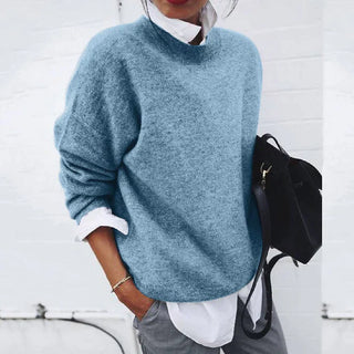 Lora | Women’s Loose-Fit Knitted Sweater with Crewneck and Long Sleeves