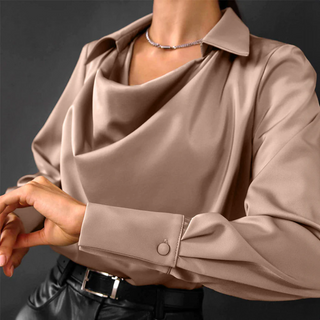 Honora | omen’s Smooth Satin Draped Cowl Neck Blouse