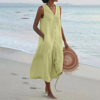 Elle | Sleeveless Tiered Maxi Dress for Women with V-Neckline