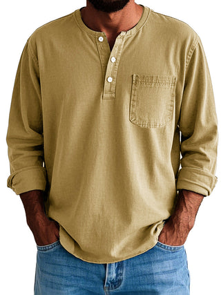Ethan | Long-Sleeve Shirt for Men with Collarless Neckline