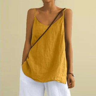 Isolde | Women’s Cotton Linen Spaghetti Strap Tank Top