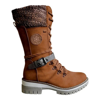 Klarine | Women’s Mid-Calf Winter Snow Boots with Knitted Cuff and Non-Slip Sole